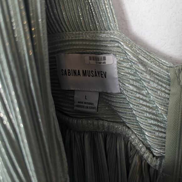 Sabina Musáyev Metallic Mint Green Morgana Long Sleeve Mini Dress Size L - Picture 9 of 13